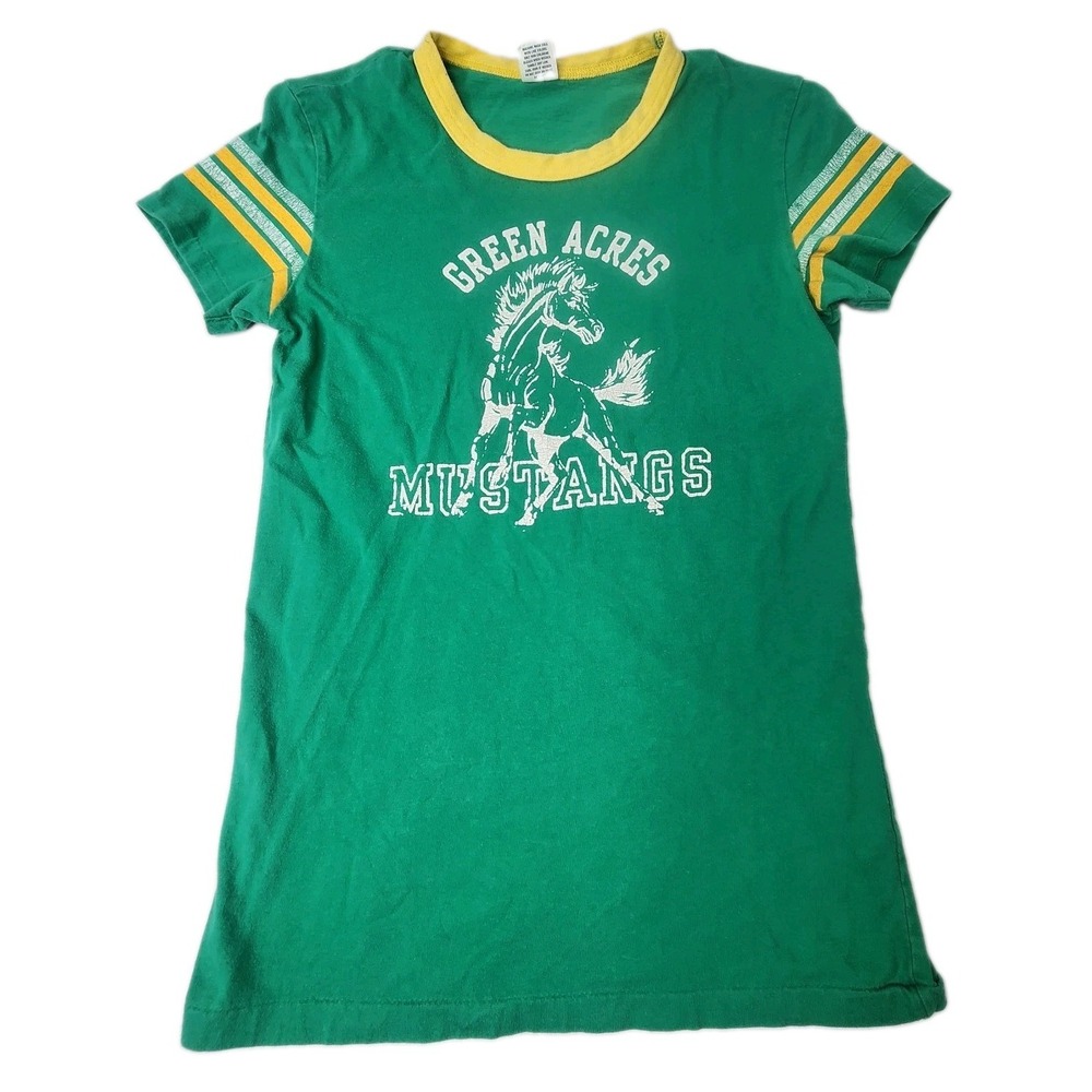 VTG Y2K Abercrombie & Fitch Women's M Green Acres Mustangs Short Sleeve T-Shirt